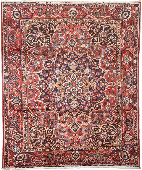 Decorative Vintage Wool Bakhtiari Persian Large Rug 11x13