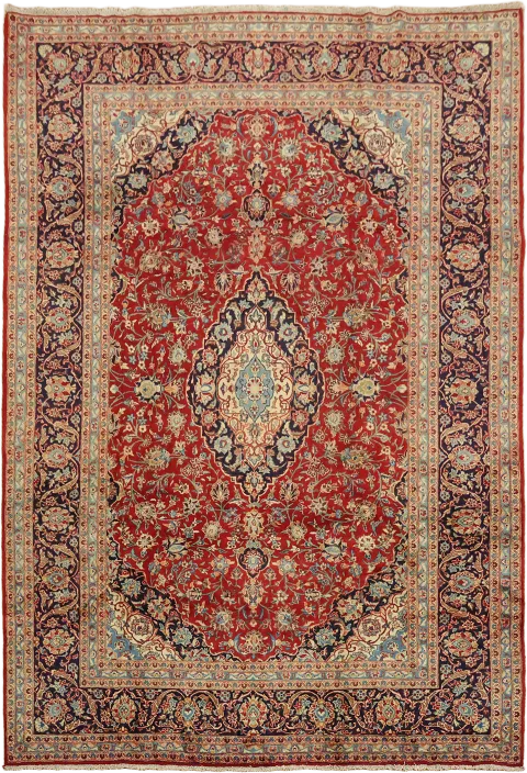 Floral Wool Kashan Persian Vintage Area Rug 8x12