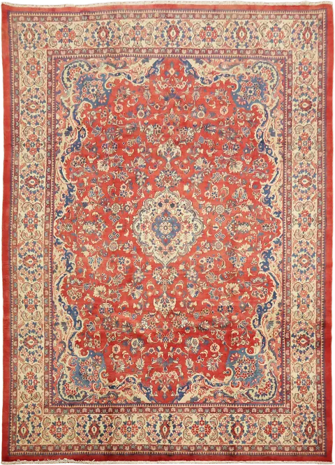Vintage Wool Floral Mahal Persian Area Rug 9x13