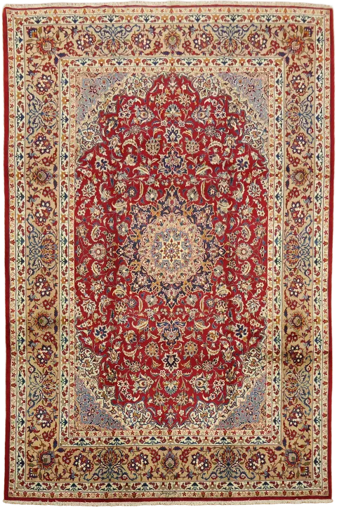 Signed Vintage Isfahan Wool Floral Persian Area Rug 9x14