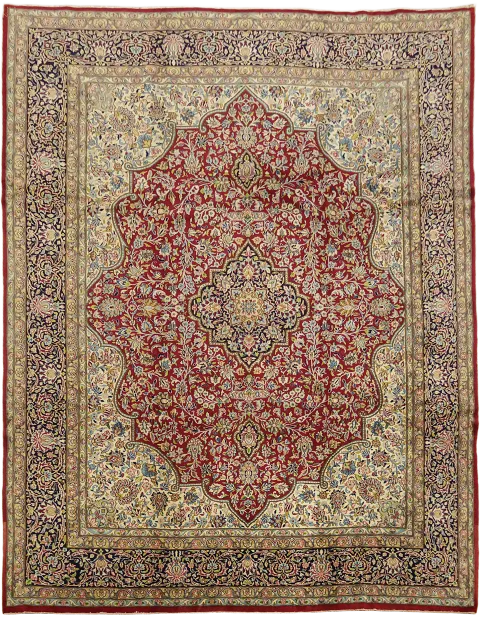 Top Quality Floral Wool Vintage Kerman Persian Area Rug 10x13