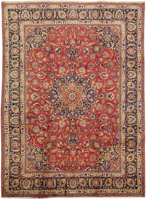 Floral Traditional Vintage Mashad Persian Wool Area Rug 9x13