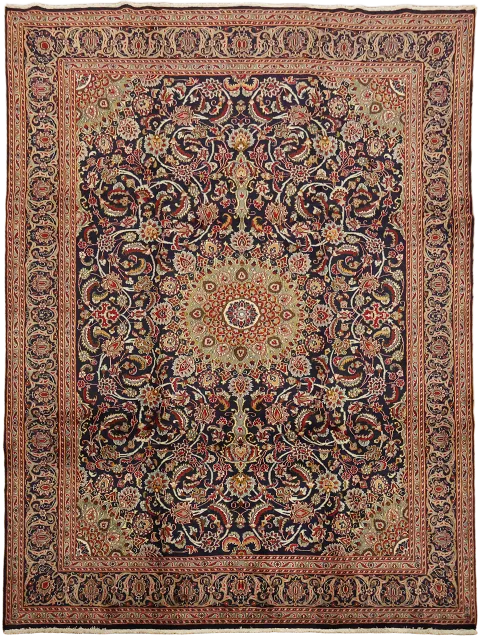 Blue Vintage Kashman Persian Wool Area Rug 10x13