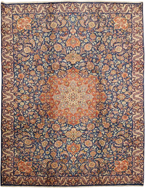 Blue Vintage Wool Kashmar Oriental Area Rug 10x12