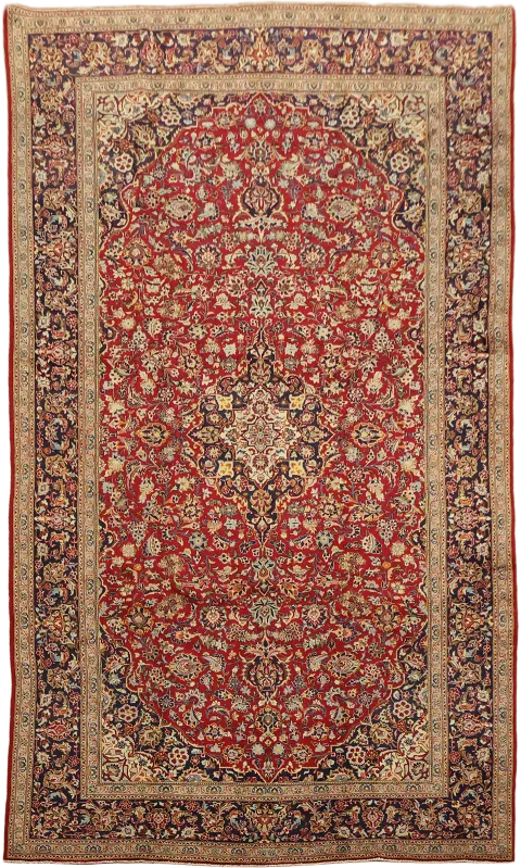 Wool Floral Vintage Kashan Persian Large Rug 9x16