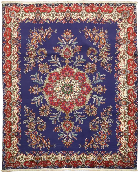 Blue Vintage Wool Tabriz Persian Area Rug 10x12