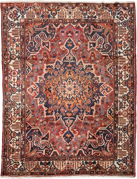 Wool Geometric Vintage Bakhtiari Persian Area Rug 10x13