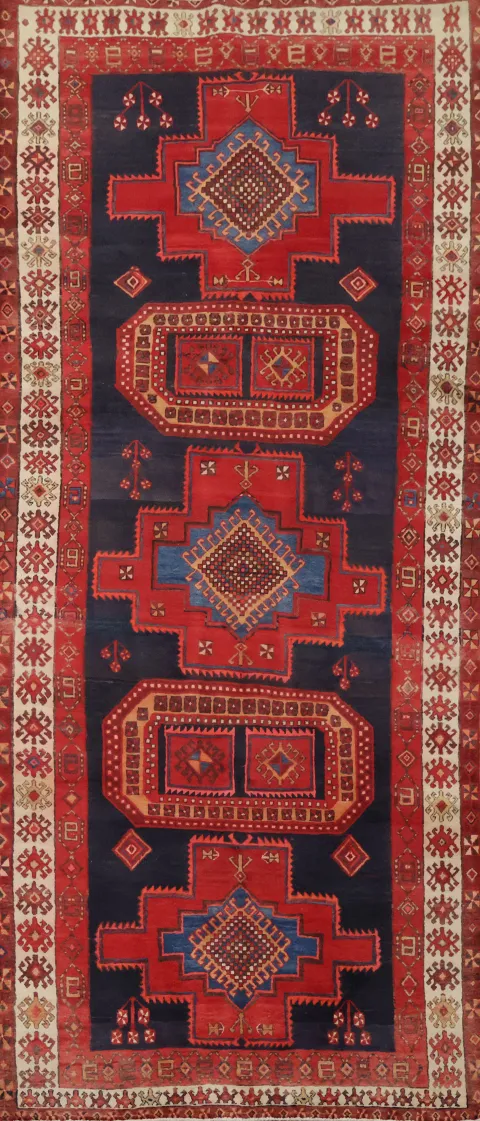 Geometric Wool Heriz Persian Area Rug 5x11