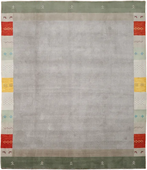 Soft Gray Gabbeh Tribal Area Rug 8x10