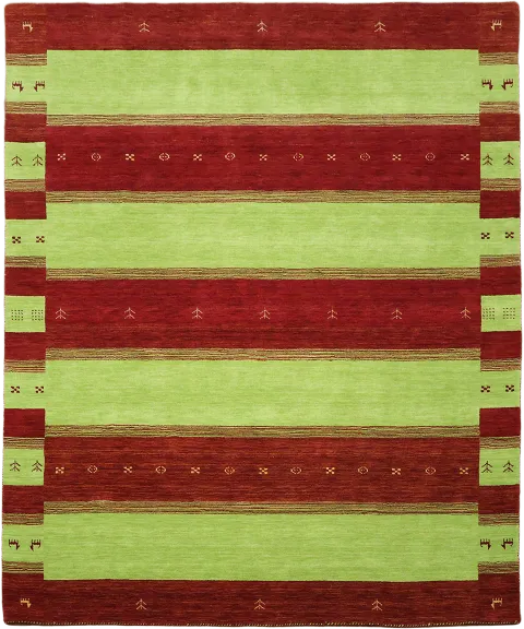 Deep Red & Green Striped Gabbeh Area Rug 8x10
