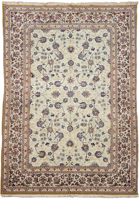 Fine Floral Vintage Wool Kashan Persian Area Rug 6x9