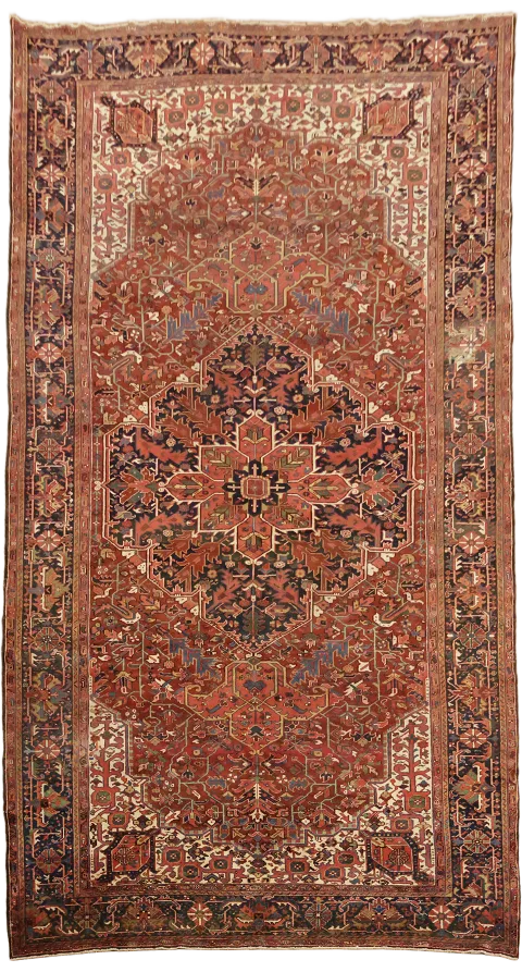 Antique Heriz Oriental Large Wool Rug 11x20