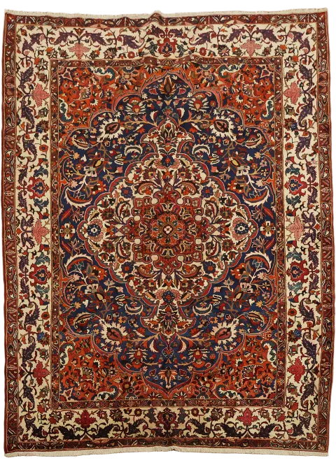 Vintage Wool Bakhtiari Persian Area Rug 9x12