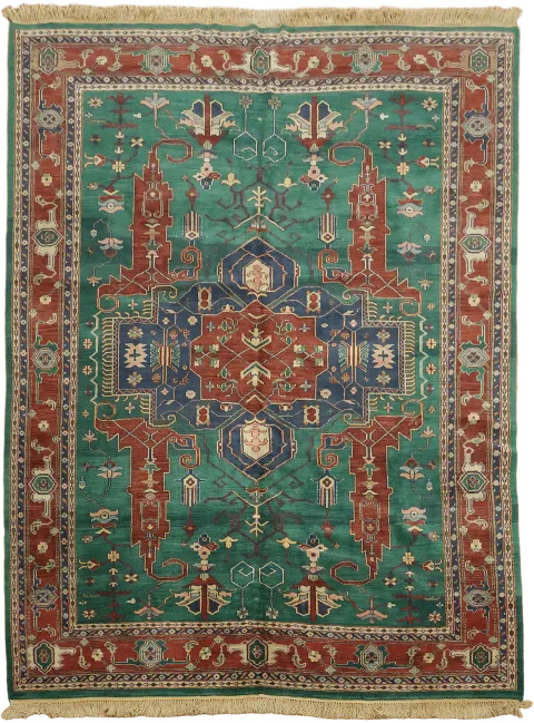 Green Geometric wOOL Heriz Oriental Area Rug 9x12