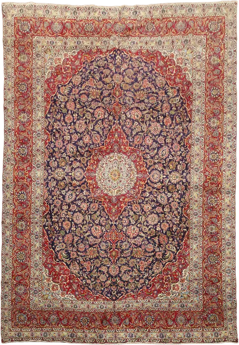 Kashan Persian Large Floral Wool Rug 11x16