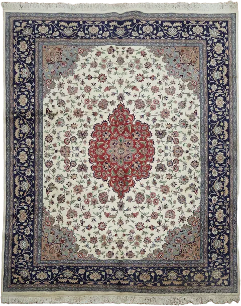Luxurious Persian Style Ivory Rug with Classic Medallion Design 8x10