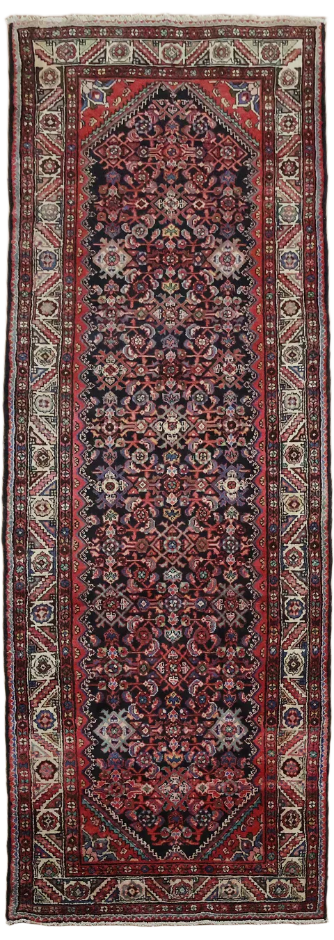 Floral Hamedan Persian Runner Wool Rug 4x11