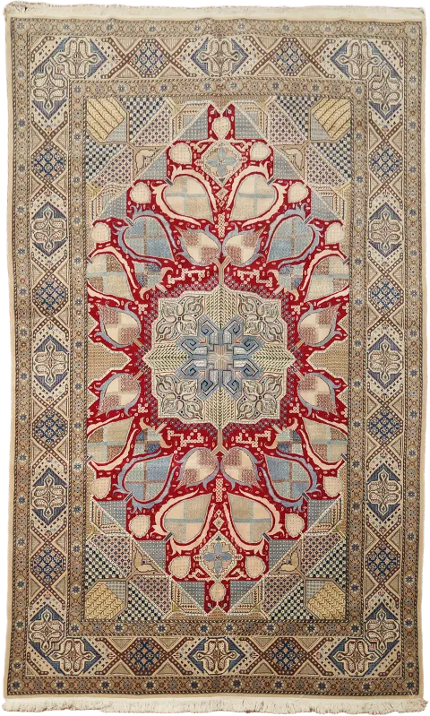 Rare Nain Persian Area Wool Rug 7x11