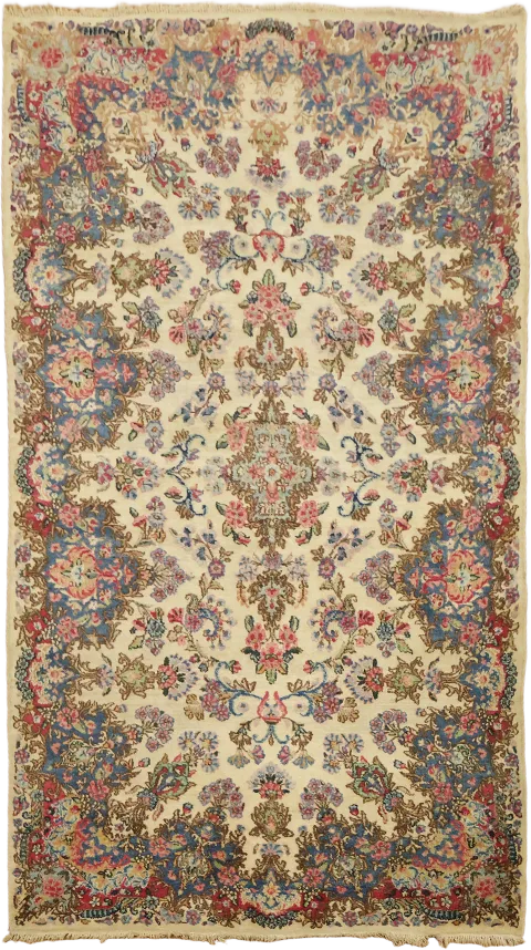 Vintage Kerman Persian Floral Wool Rug 4x7