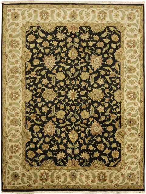 Black Agra Oriental Area Wool Rug 9x12