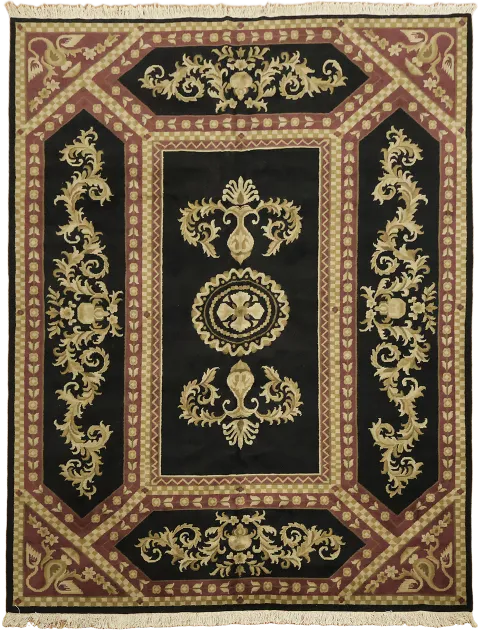 Black Nepalese Oriental Wool Area Rug 9x12