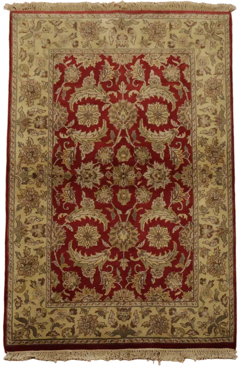 Red All Over Floral Agra Oriental Wool Rug 4x6