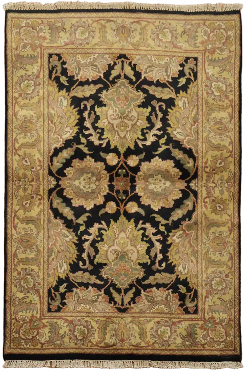 Thick Wool Black Agra Oriental Rug 4x6