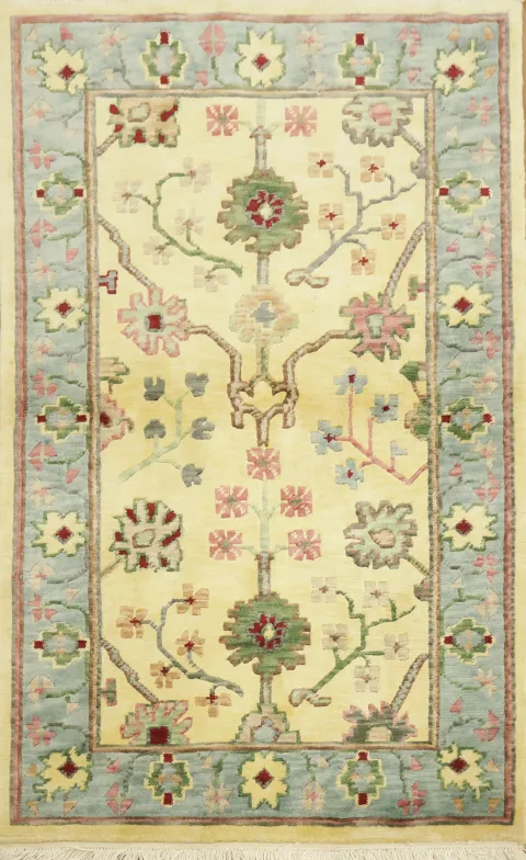 All Over Geometric Art Deco Oriental Wool Rug 4x6