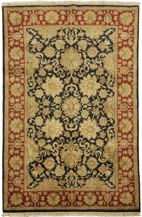 Wool Black Agra Oriental Area Rug 6x9