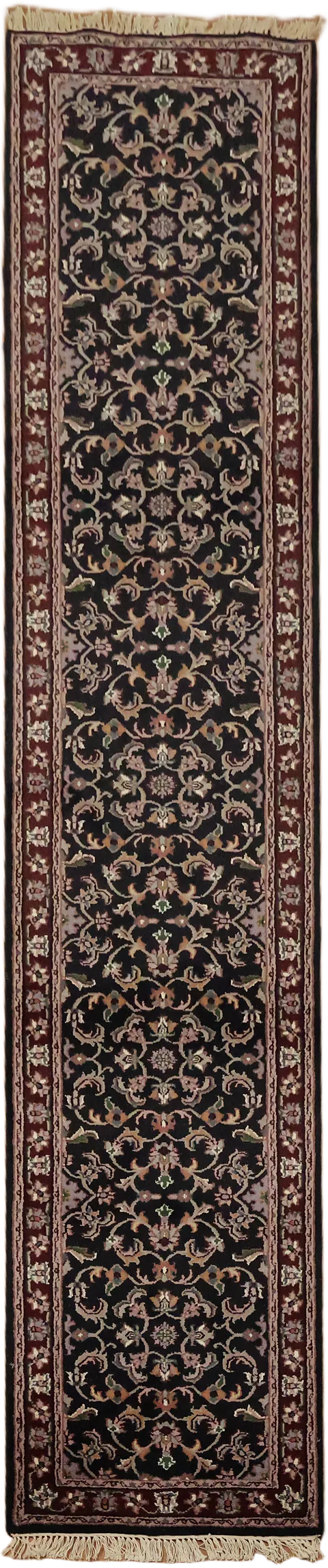 Agra Oriental Runner Floral Wool Rug 3x12