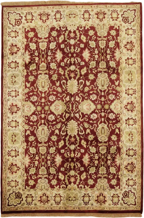 Red All Over Floral Agra Oriental Area Wool Rug 6x9