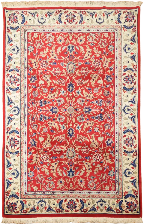 Outstanding Red Floral Kashan Oriental Wool Area Rug 6x9