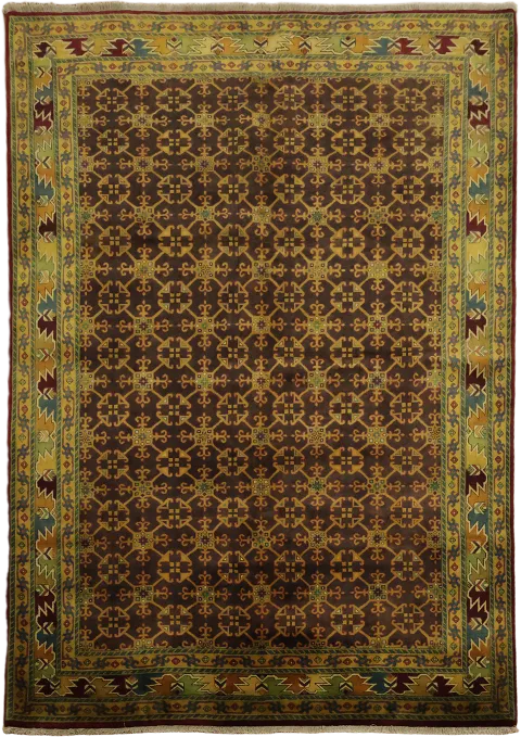 All Over Geometric Kazak Oriental Area Wool Rug 6x9