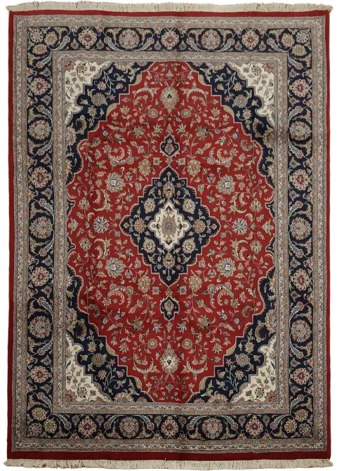 Persian Elegance: Red and Blue Traditional Patterned Rug 9x12