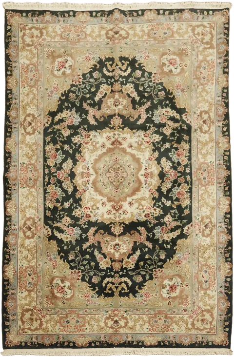 Green Tabriz Persian Area Wool Rug 6x9