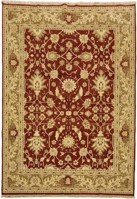 Exquisite Red and Beige Floral Patterned Area Rug Design 10x14