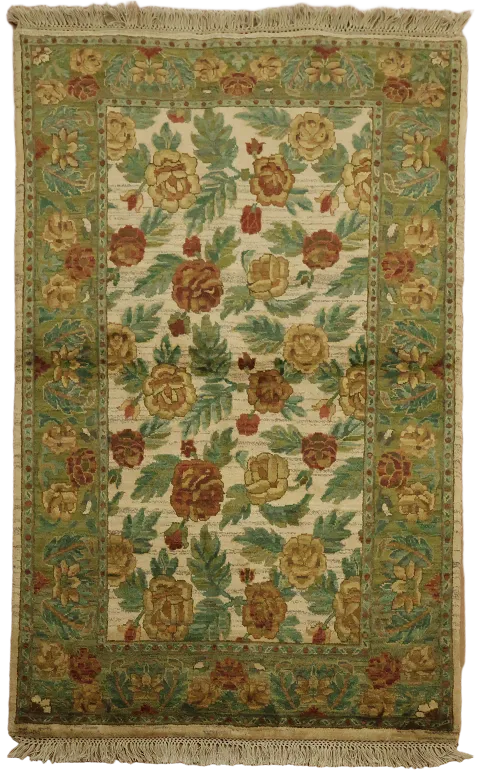 Art Deco Oriental Floral Wool Rug 4x6