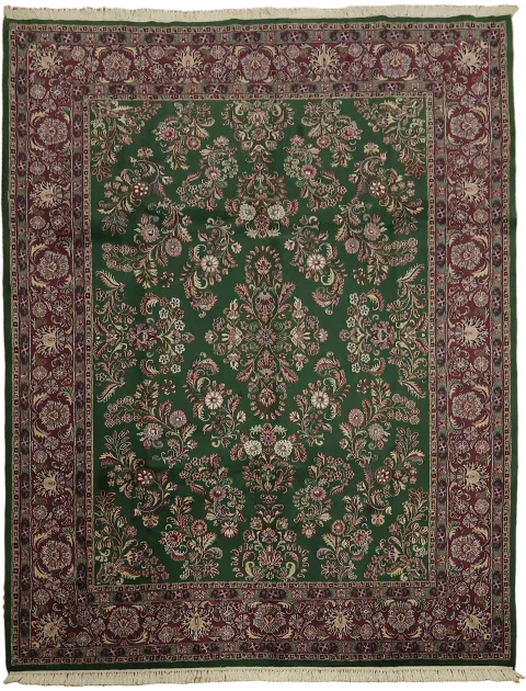 Green Wool Kashan Oriental Area Rug 9x12