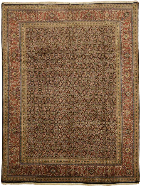 All Over Vegetable Dye Wool Tabriz Oriental Area Rug 10x13