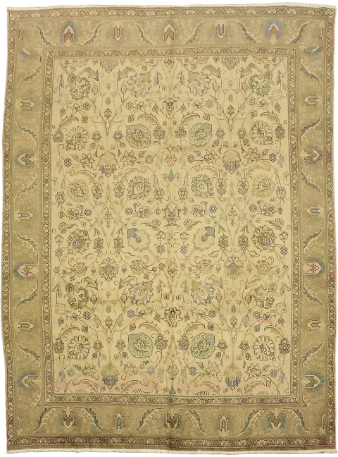 Distressed Wool Tabriz Persian Area Rug 10x13