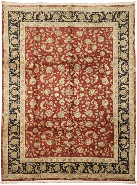 Wool All Over Floral Tabriz Oriental Area Rug 9x12