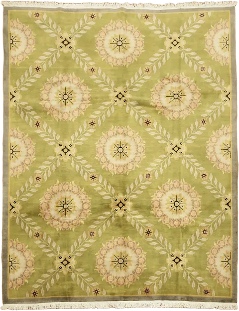 Green Wool Nepal Tibetan Oriental Area Rug 9x12