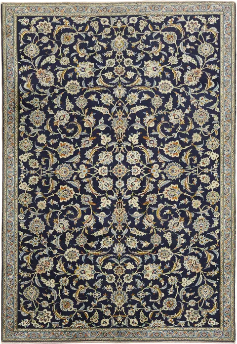 Blue Vintage Kashan Oriental Area Wool Rug 8x11