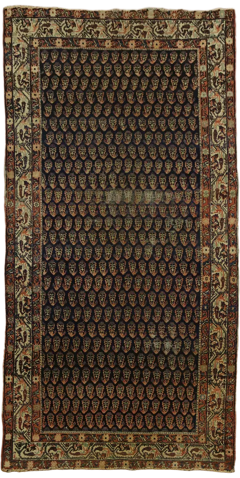 Old Tribal Blue Wool Hamedan Oriental Runner Rug 5x10