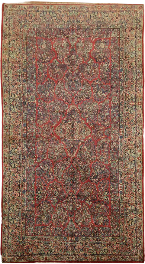 Old Vintage Tribal Wool Sarouk Persian Large Rug 9x16