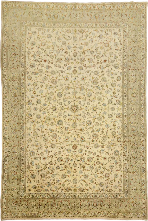 Vintage All Over  Floral Kashan Persian Large Wool Rug 11x17