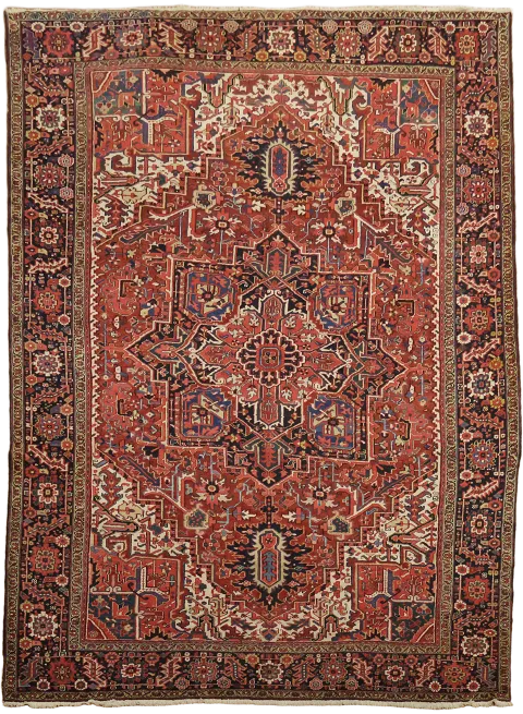 Vintage Geometric Heriz Persian Area Wool Rug 10x13