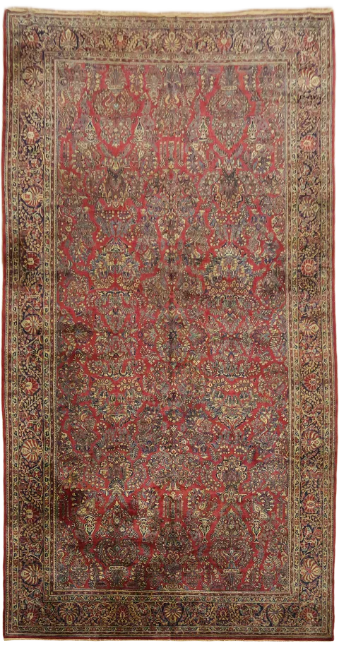 Antique Tribal Floral Wool Antique Sarouk Persian Large Rug 12x23