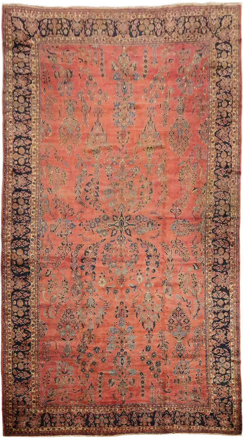 Antique Sarouk Mohajeran Persian Large Wool Rug 13x23