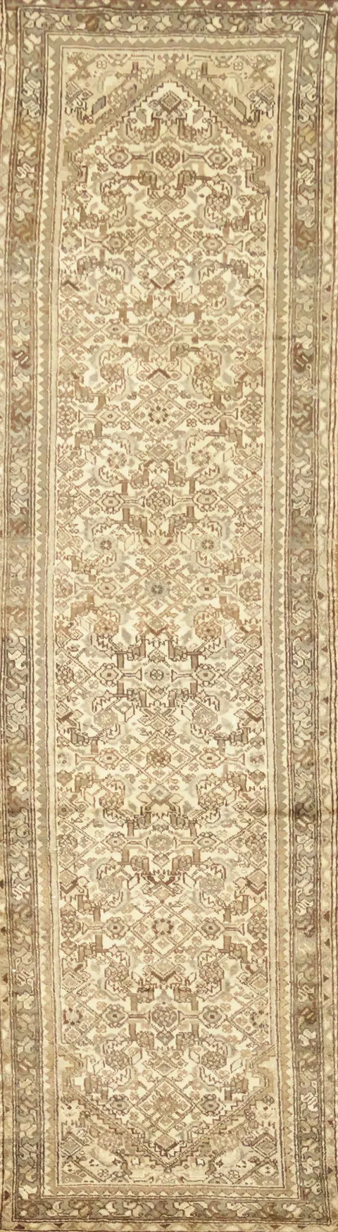 Distressed Hamedan Persian Runner Wool Rug 3x10